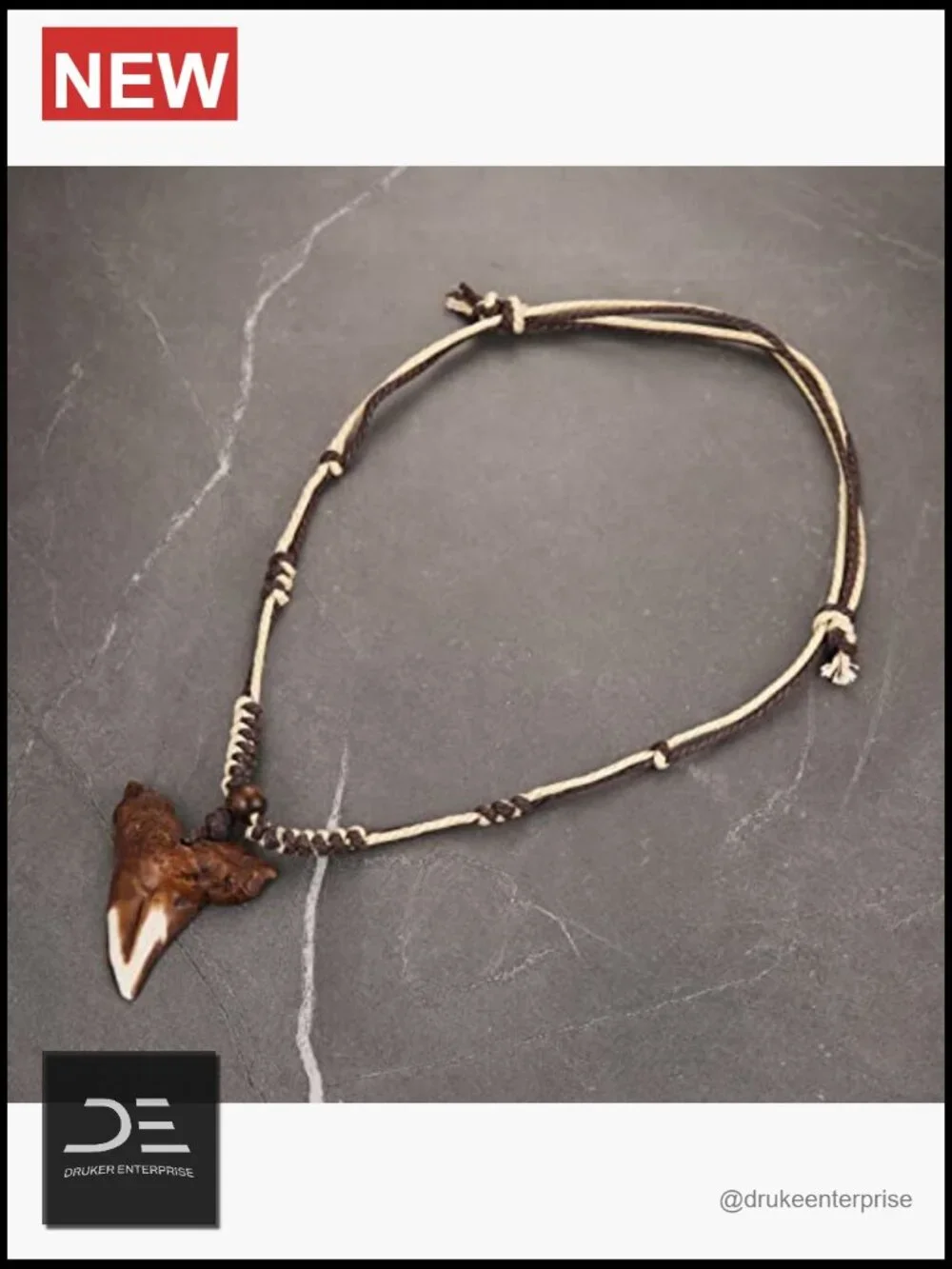 Shark Teeth Resin Pendant Necklace - Surfer Beach Style with Adjustable Cord